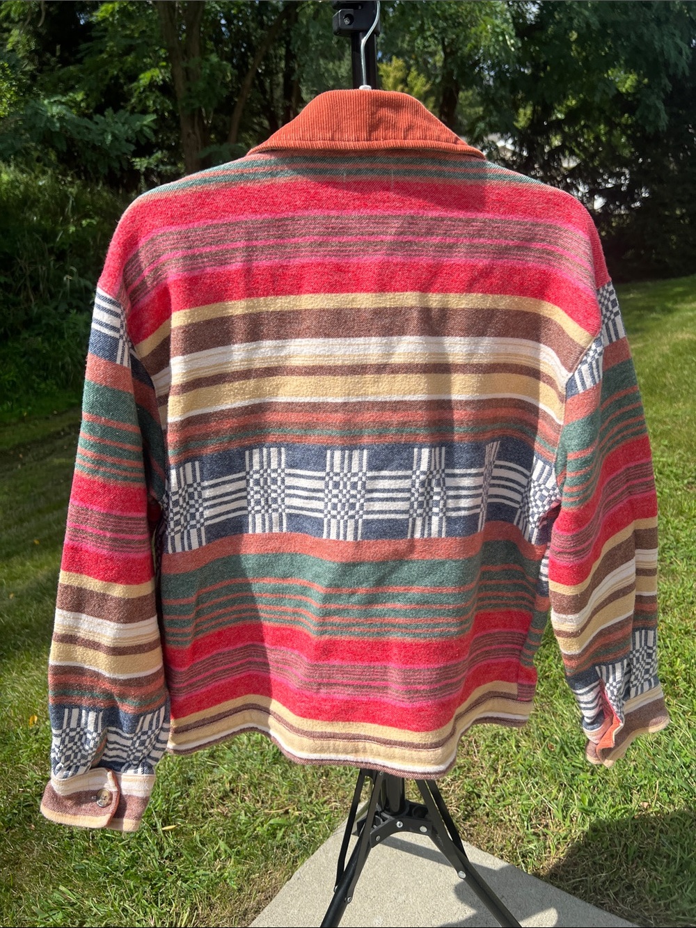 Brixton Benito Southwestern Style Multicolor Striped Corduroy Collar Jacket - Picture 8 of 15